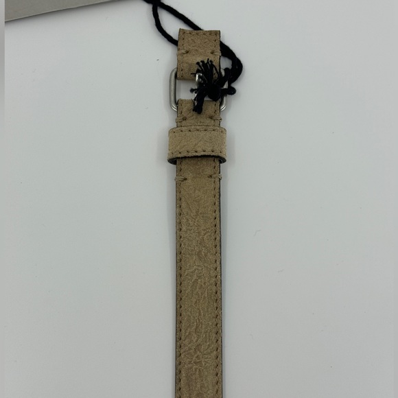 DAMIR DOMA SILENT Skinny Beige Distressed Leather Belt Clincher Silver Buckle main image 9